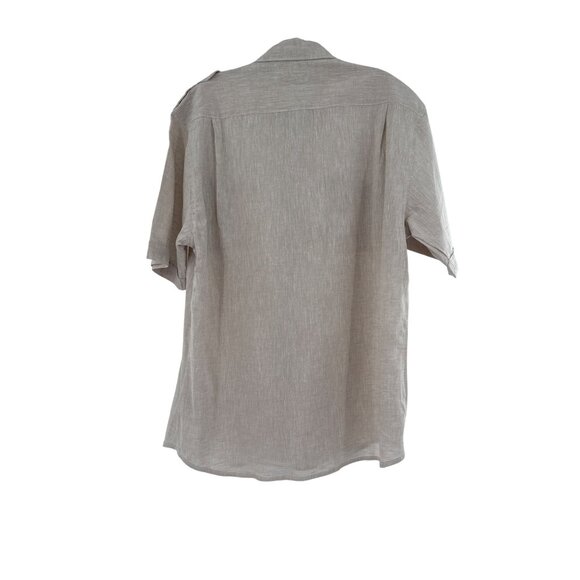 Reyn Spooner Mens Beige‎ Linen Blend Button-Up Shirt Dual Front Pockets - Picture 2 of 10